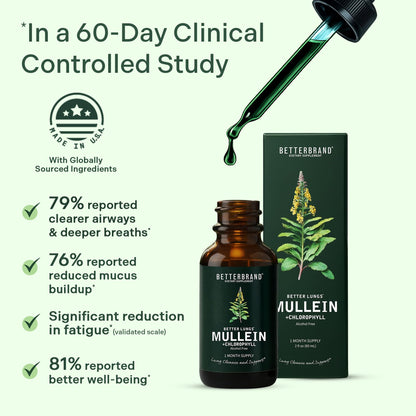 Betterbrand Mullein Drops for Lung Detox - Mullein Leaf Tincture with Chlorophyll - Helps Support Respiratory Health Betterbrand