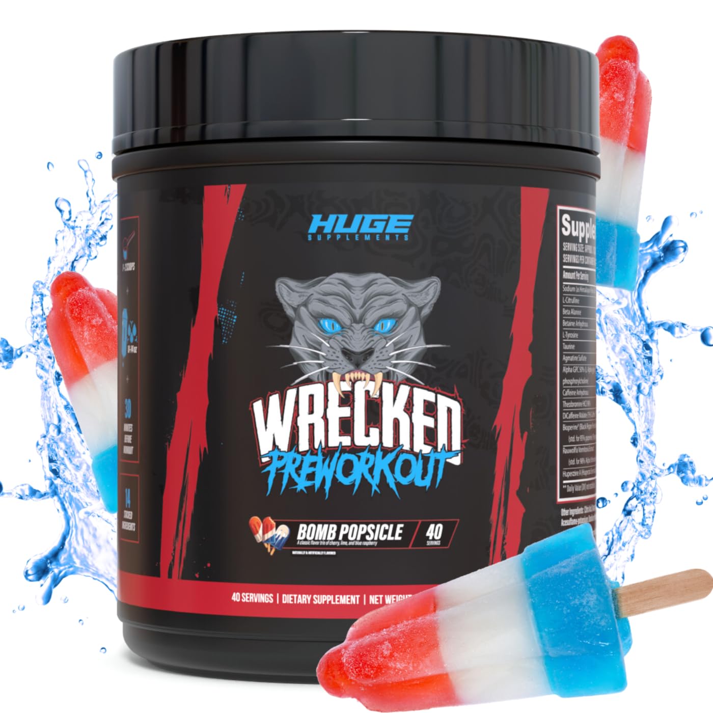 Wrecked Pre Workout Powder, Advanced Formula, Boosts Energy, Focus, Pumps & Performance, 10g L-Citrulline, 6.4g Beta Alanine, 5g Tyrosine, 1g Alpha GPC, 375mg Fast-Acting Caffeine & More (40 Servings)