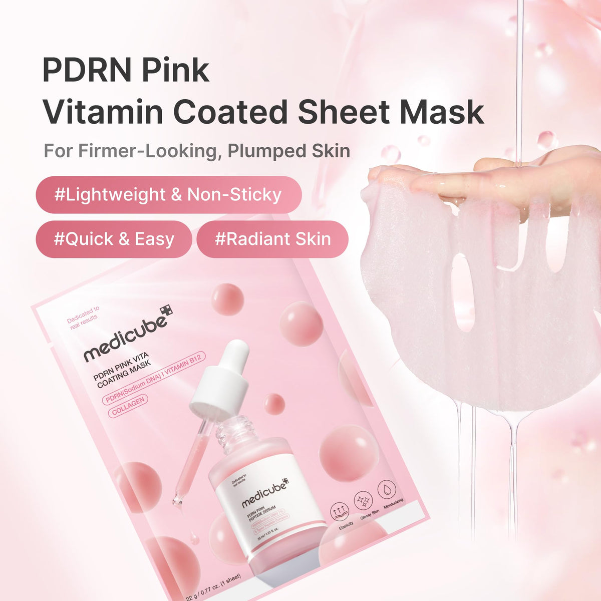 medicube Salmon DNA PDRN Pink Vitamin Coated Sheet Mask 10EA medicube