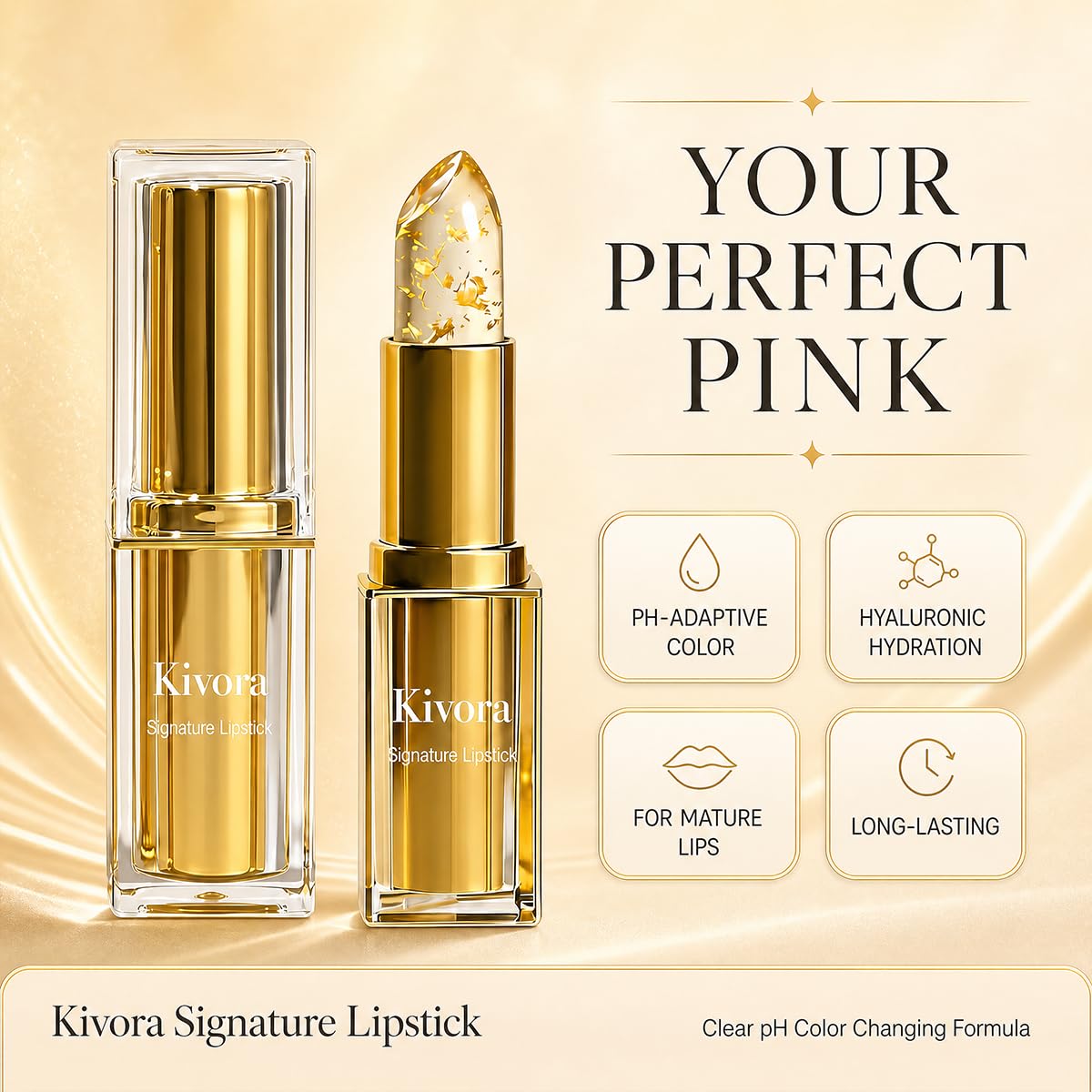 2-Pack Kivora Lipstick, Kivora Skin-Adaptive Lipstick, PH Lipsticks Color Changing, Long Lasting Moisturizing Tinted Lip Balm, Lipsticks for Older Women Generic