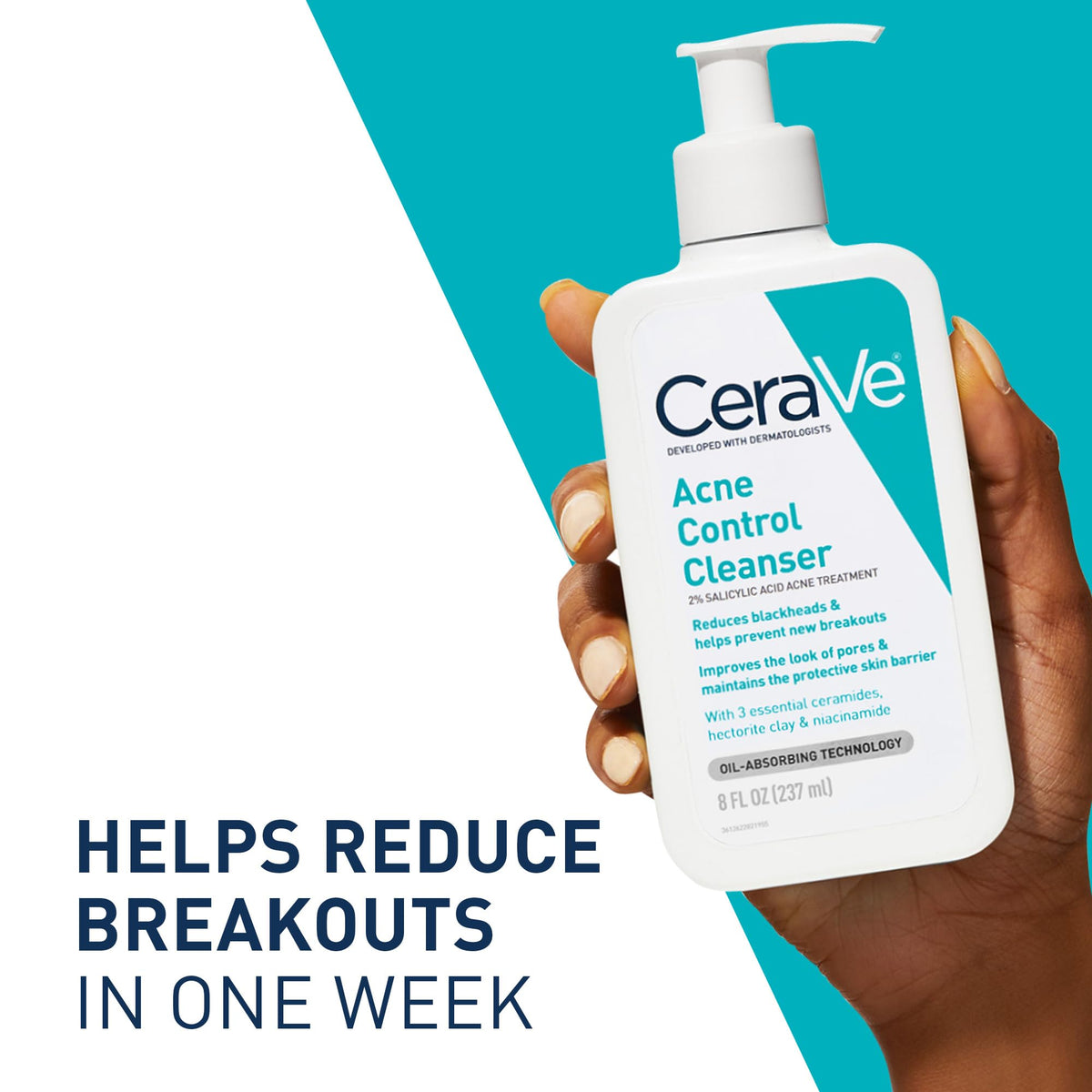 CeraVe Acne Control Cleanser, Face Wash with 2% Salicylic Acid, 16 oz CeraVe