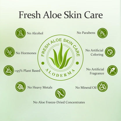 Aloderma Aloe Vera Gel Made within 12 Hours of Harvest with 96% Pure Organic Aloe Vera for Skin, Scalp, & Hair, Soothing Aloe Face Moisturizer, Multipurpose, Hydrating Aloe Gel, 7.05oz Aloderma
