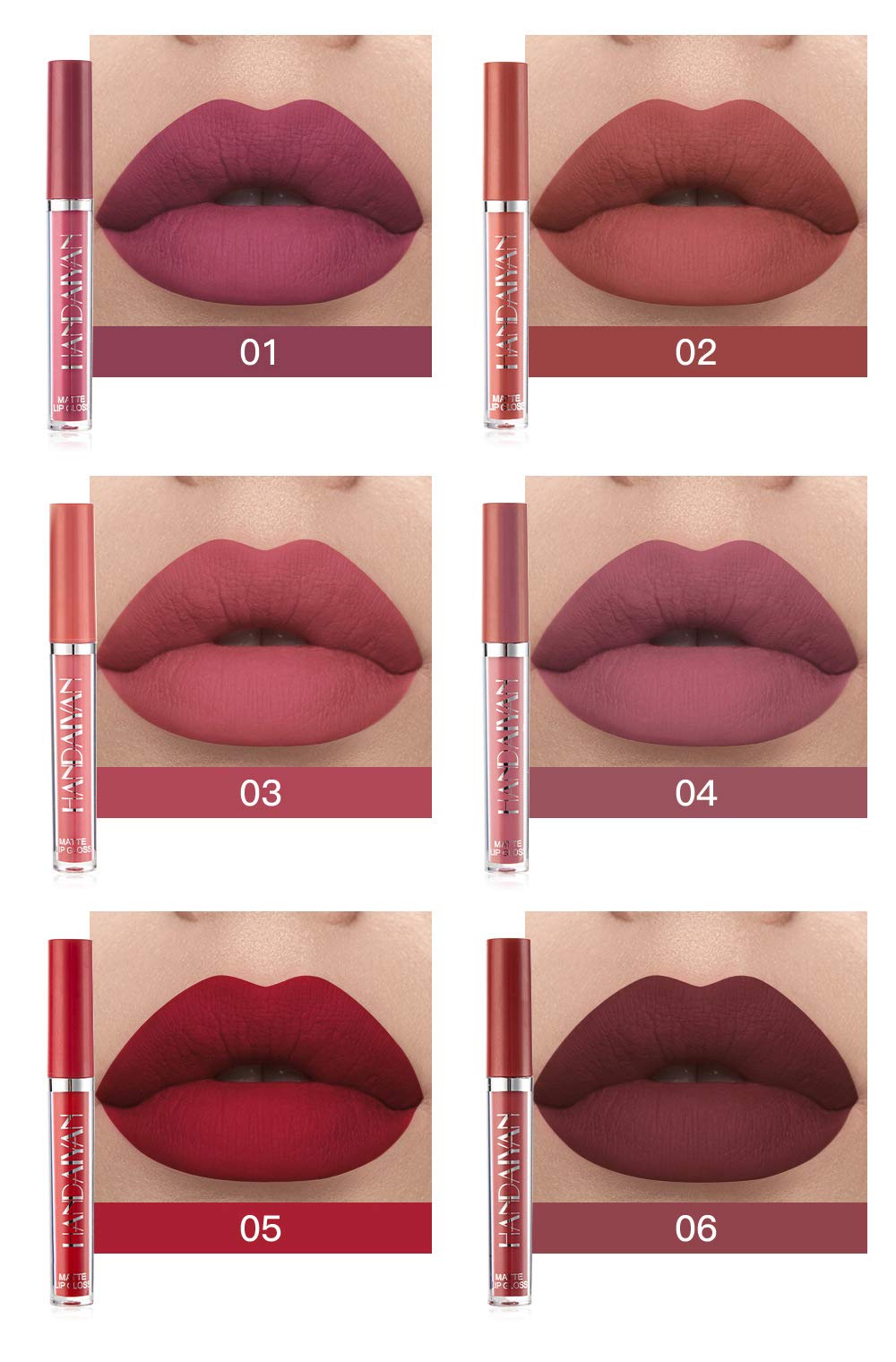 6Pcs Matte Liquid Lipstick Set, Waterproof Non Stick Cup Lip Gloss (Set A) BestLand
