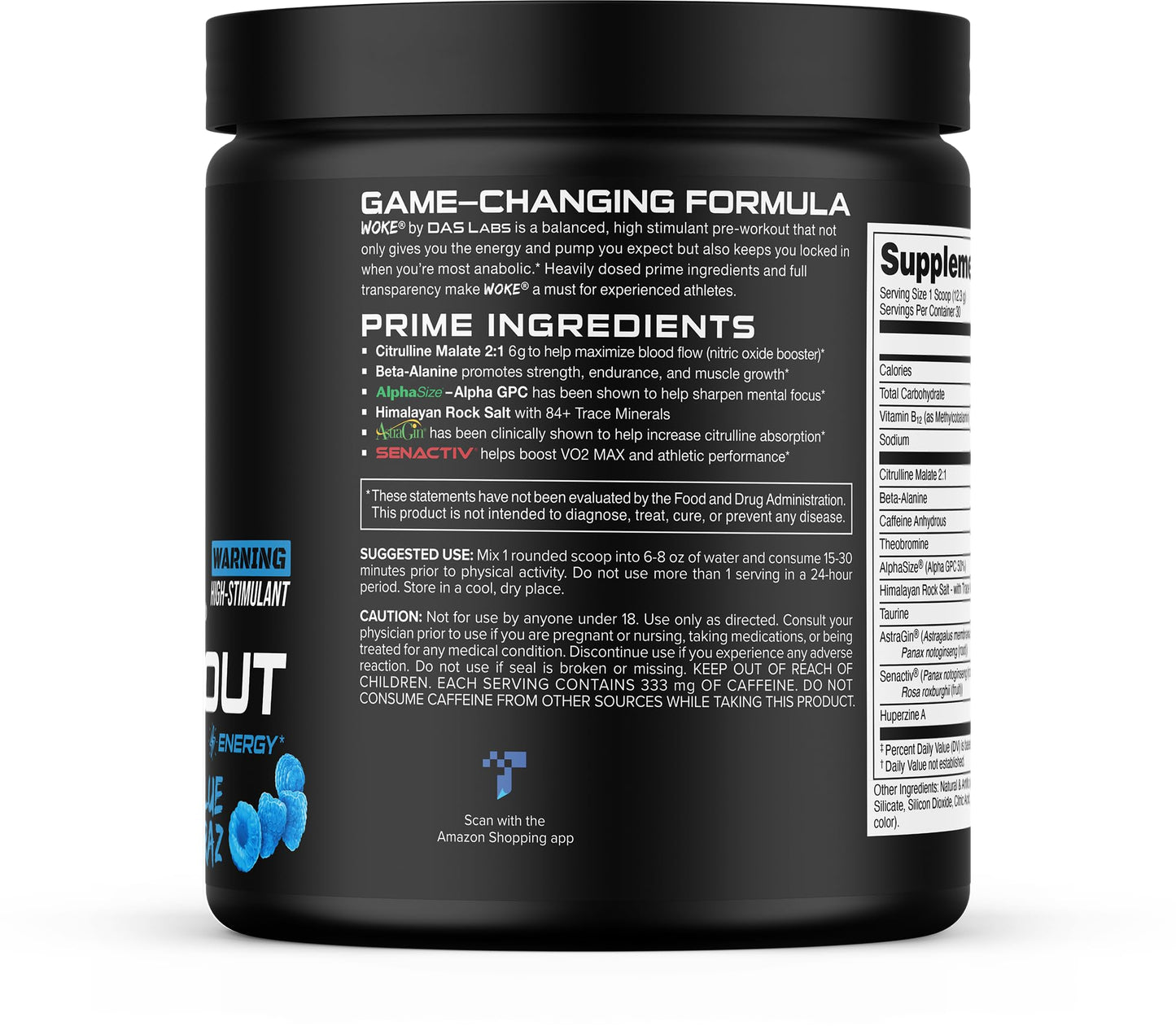 Bucked Up - Woke - HIGH STIM Pre Workout - Best Tasting - Focus Nootropic, Pump, Strength and Growth, 30 Servings (Rocket Pop)