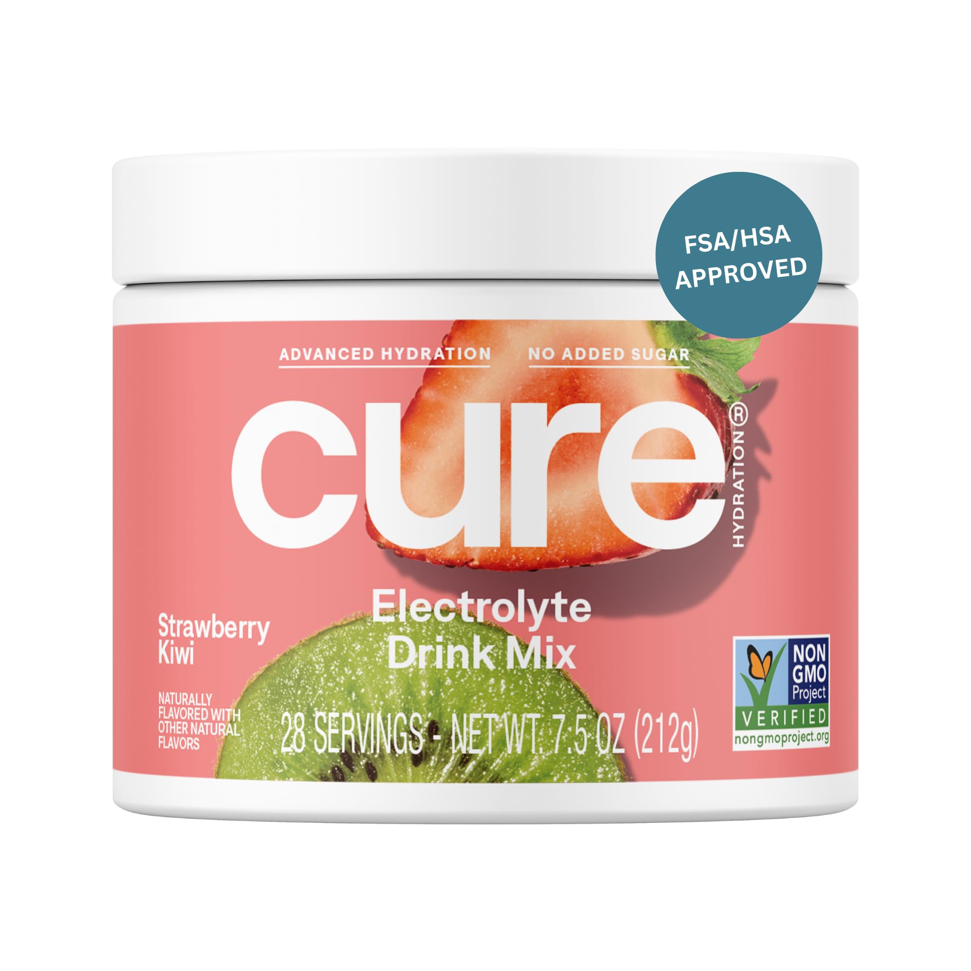 Cure Hydration | Plant-Based Electrolyte Drink Mix | No Added Sugar | FSA-HSA | Dehydration Relief Powder Made with Coconut Water | Non-GMO | Vegan | 28 Servings Jar - Strawberry Kiwi Cure Hydration buy australia supplements