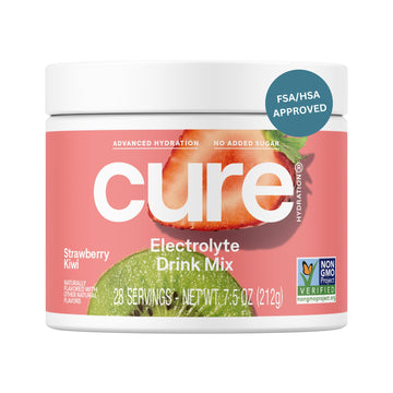 Cure Hydration | Plant-Based Electrolyte Drink Mix | No Added Sugar | FSA-HSA | Dehydration Relief Powder Made with Coconut Water | Non-GMO | Vegan | 28 Servings Jar - Strawberry Kiwi Cure Hydration buy australia supplements