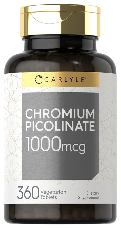 Carlyle Ultra Chromium Picolinate 1000mcg | 360 Tablets | Vegetarian, Non-GMO, Gluten Free Carlyle