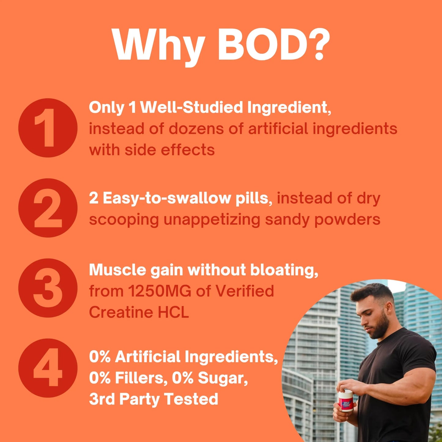 Bod Creatine HCL Capsules – 150 Pills | Creatine Hydrochloride Supplement for Men & Women | Easy-to-Swallow Alternative to Monohydrate Powder, Unflavored & Keto-Friendly Bod