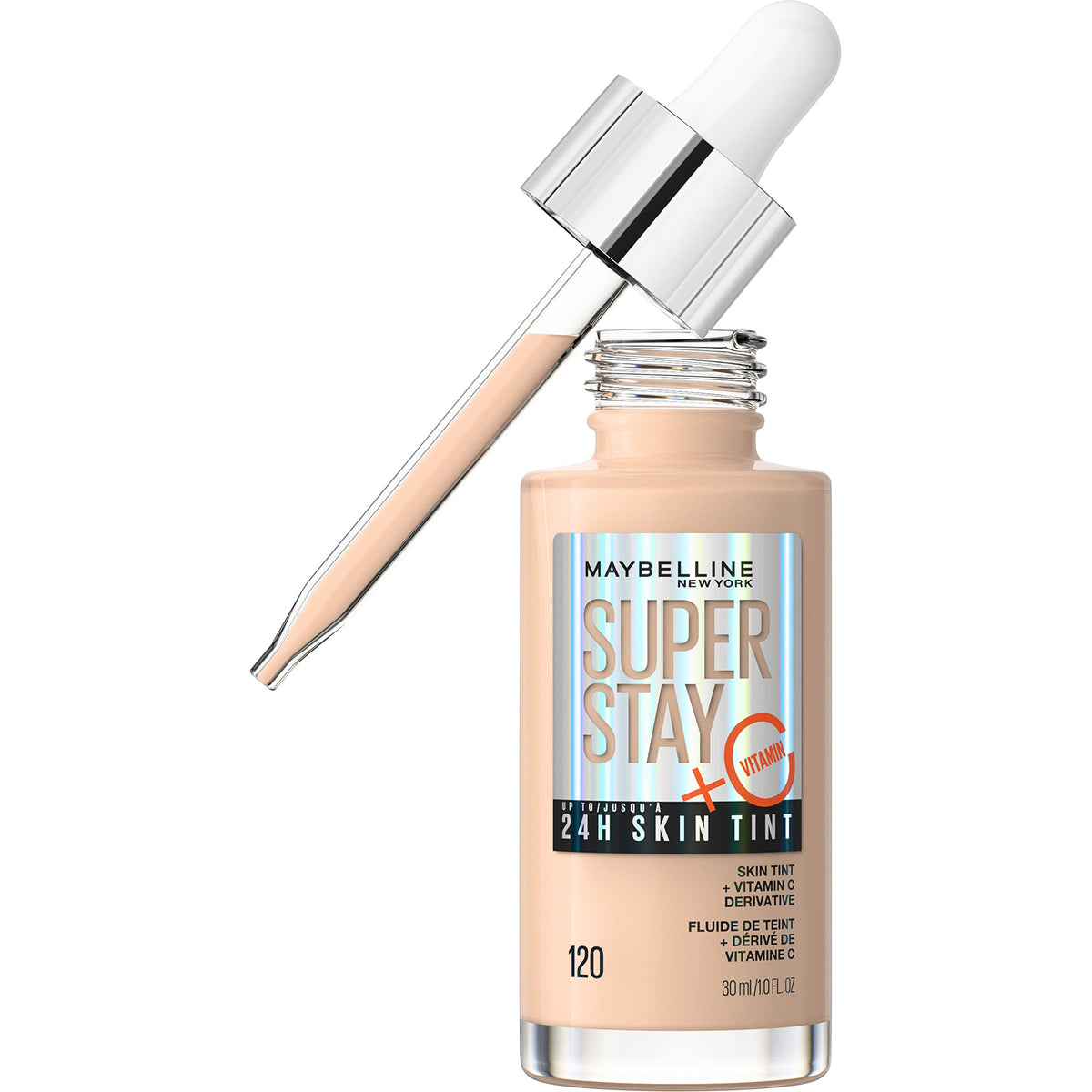 Maybelline Super Stay Up to 24HR Skin Tint, Radiant Light-to-Medium Coverage Foundation, Makeup Infused With Vitamin C, 120, 1 Count MAYBELLINE
