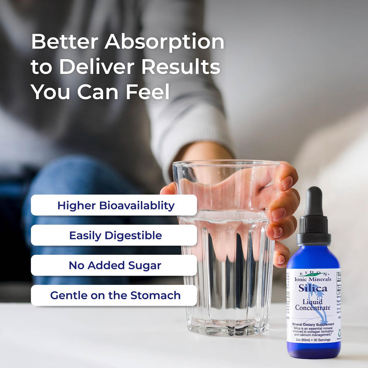 Eidon Liquid Silica Mineral Concentrate - Silica Supplement for Hair, Skin, and Nails, Supplement Drops to Support Collagen Production & Hair Loss Eidon Ionic Minerals