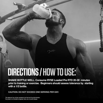RYSE Loaded Pre Workout Drink - Ring Pop Cherry - Sugar-Free, Ready to Drink Energy Supplement with 325mg Caffeine, Citrulline & Beta Alanine for Focus & Pump - 12 fl oz Bottles (Pack of 12)