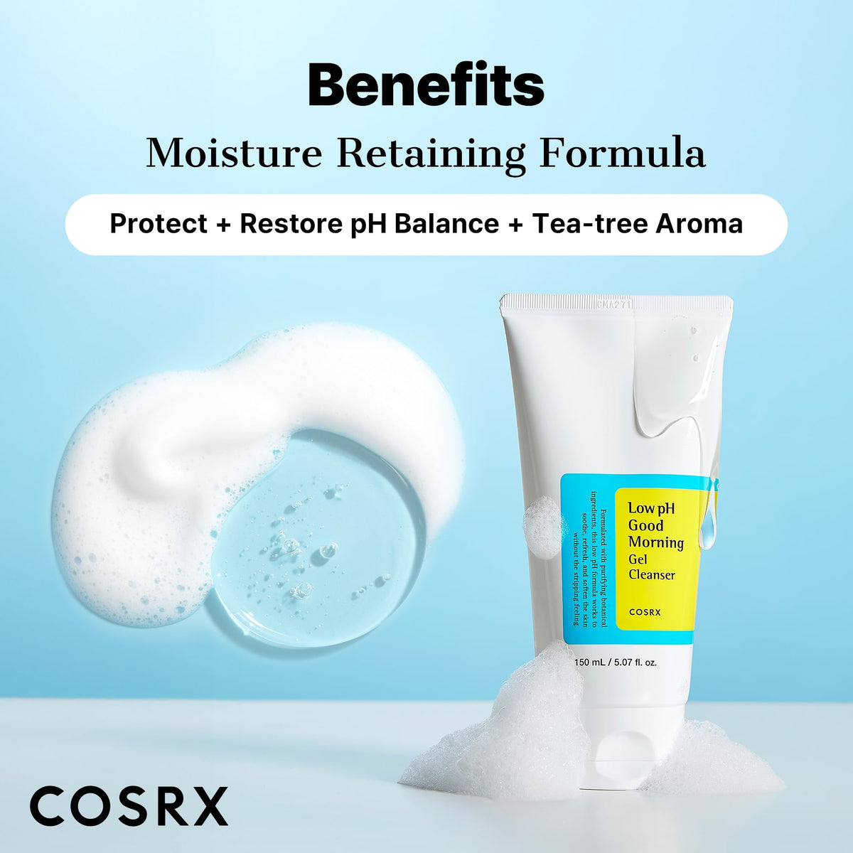 COSRX Low pH Good Morning Gel Face Cleanser, Gentle Face Wash, 5.07 fl oz COSRX