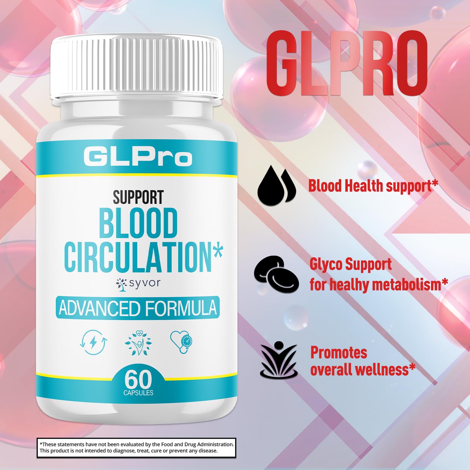 GLPro Blood Capsules, Official GLPro Blood Health Support Pills with All Natural Ingredients, Advanced Formula Supplement with Maximum Strength Premium Vitamins for Women and Men (60 Capsules) Syvor buy australia supplements