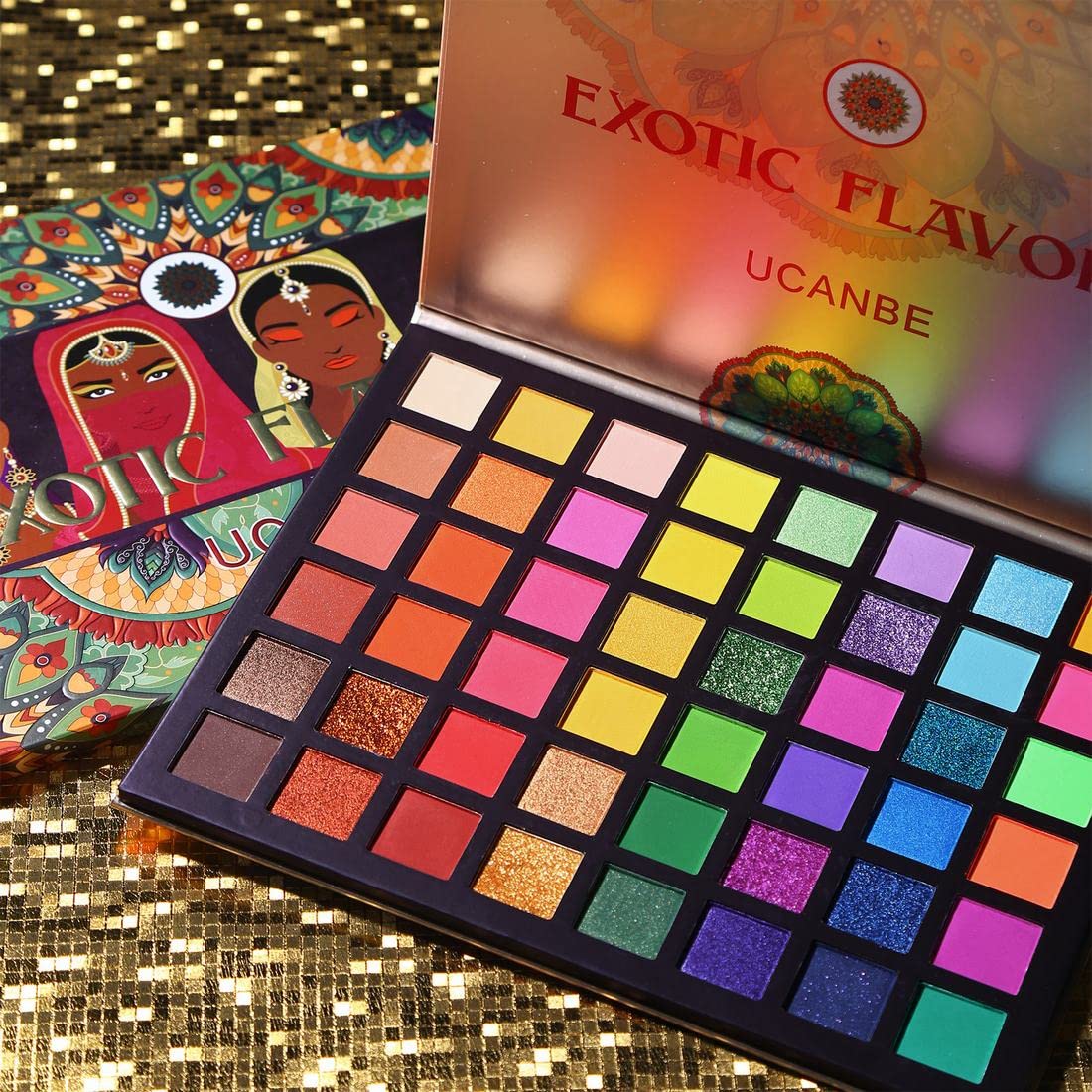 UCANBE EXOTIC FLAVORS Neon Eyeshadow Makeup Palette - 48 Colorful High Pigmented - Rainbow Matte Shimmer Glitter Eye Shadow Make Up Pallet Gift Set UCANBE