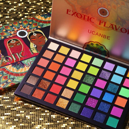 UCANBE EXOTIC FLAVORS Neon Eyeshadow Makeup Palette - 48 Colorful High Pigmented - Rainbow Matte Shimmer Glitter Eye Shadow Make Up Pallet Gift Set UCANBE