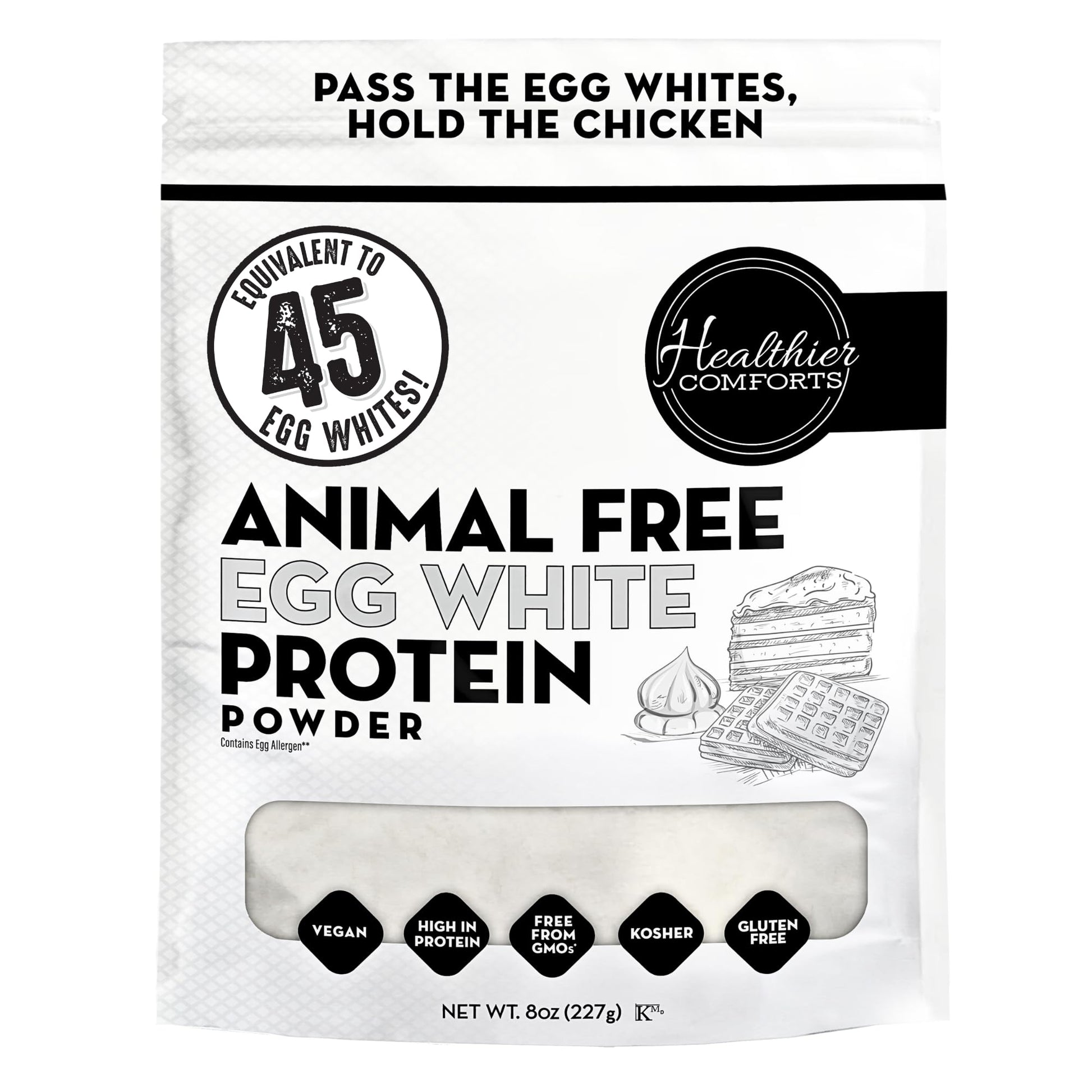 Healthier Comforts Animal-Free Egg White Protein Powder | Make Vegan Egg Omelets, Angel Food Cake, Meringue, Protein Shakes | Whips and Binds Just Like Traditional Egg Whites (8 oz) Healthier Comforts buy australia supplements