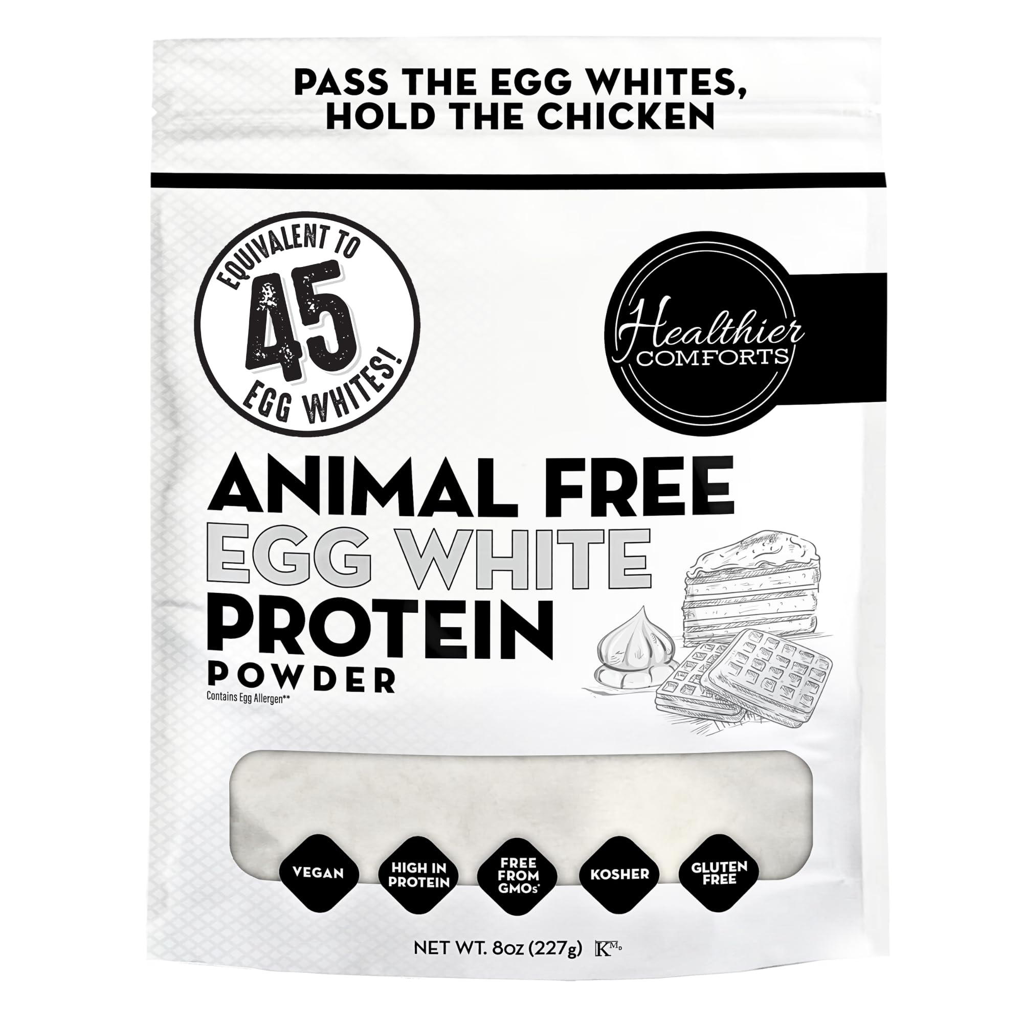 Healthier Comforts Animal-Free Egg White Protein Powder | Make Vegan Egg Omelets, Angel Food Cake, Meringue, Protein Shakes | Whips and Binds Just Like Traditional Egg Whites (8 oz) Healthier Comforts buy australia supplements