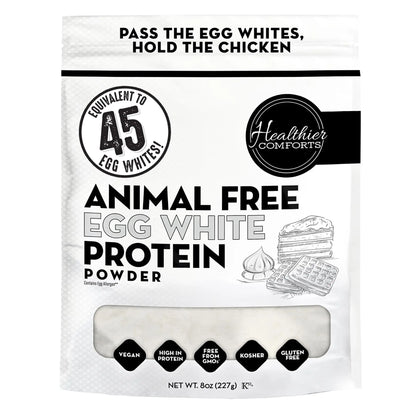 Healthier Comforts Animal-Free Egg White Protein Powder | Make Vegan Egg Omelets, Angel Food Cake, Meringue, Protein Shakes | Whips and Binds Just Like Traditional Egg Whites (8 oz) Healthier Comforts