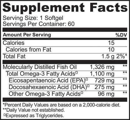 NATURELO Burpless Omega 3 Fish Oil Supplement - 1100mg Triglyceride Omega-3, EPA + DHA, Liquid Fish Oil for Heart, Eye, Brain, Joint Health NATURELO