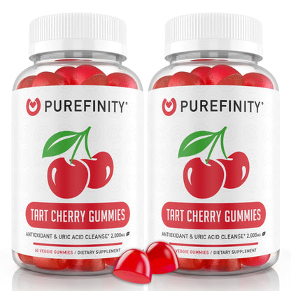 PUREFINITY Tart Cherry Gummies – Uric Acid Flush for Joint Relief & Recovery, Raw Juice Extract Antioxidant – Non-GMO, Gluten Free, Vegan, 60 Gummies