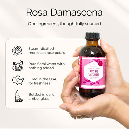 Leven Rose Pure Rose Water Spray for Face, Hair & Body - Hydrating Rosewater Toner & Facial Mist, Natural Moroccan Rosa Damascena, 4 oz Leven Rose