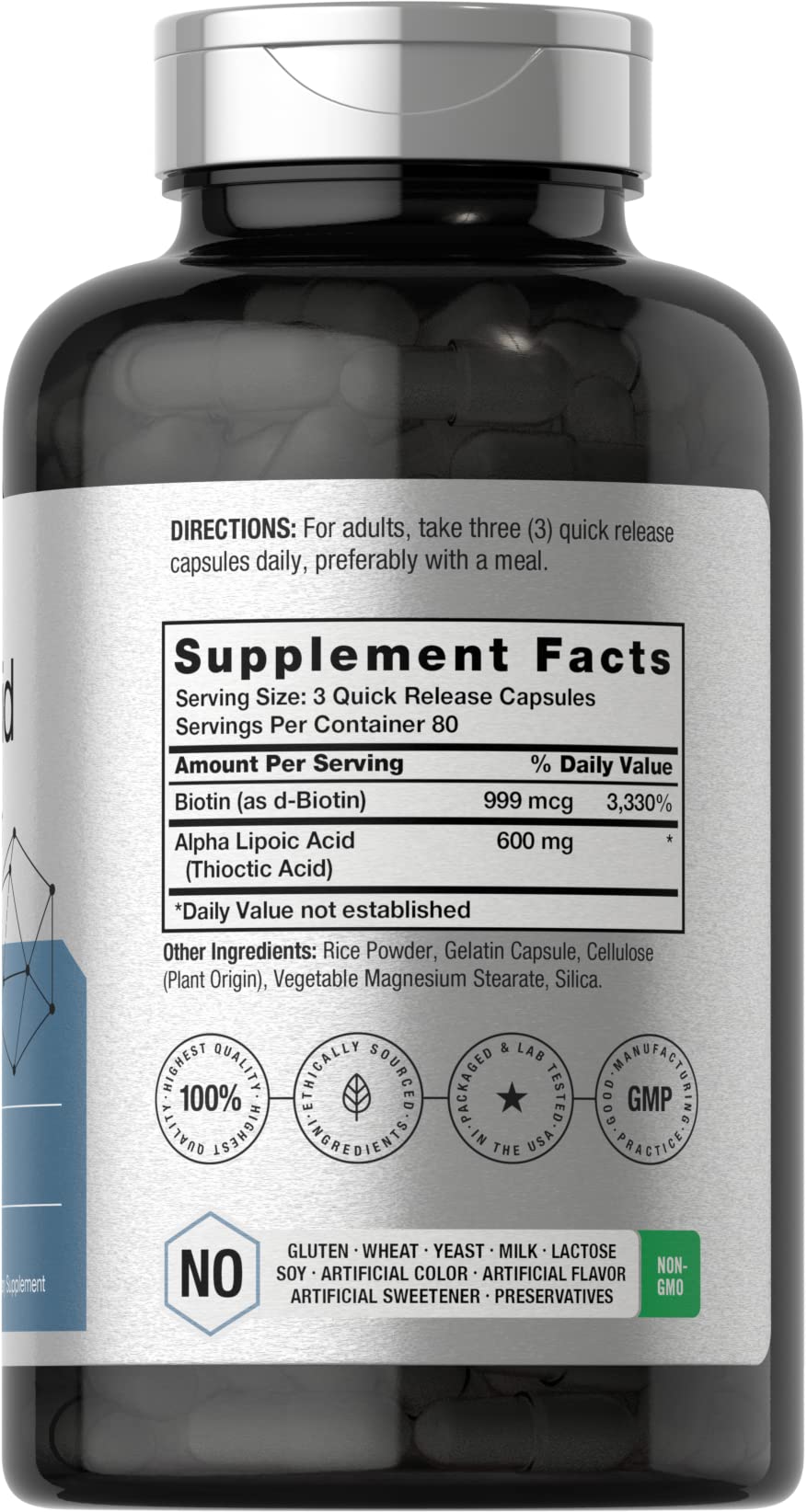 Horbäach Alpha Lipoic Acid 600mg | 240 Capsules | with Biotin Optimizer | Non-GMO and Gluten Free Supplement Horbäach