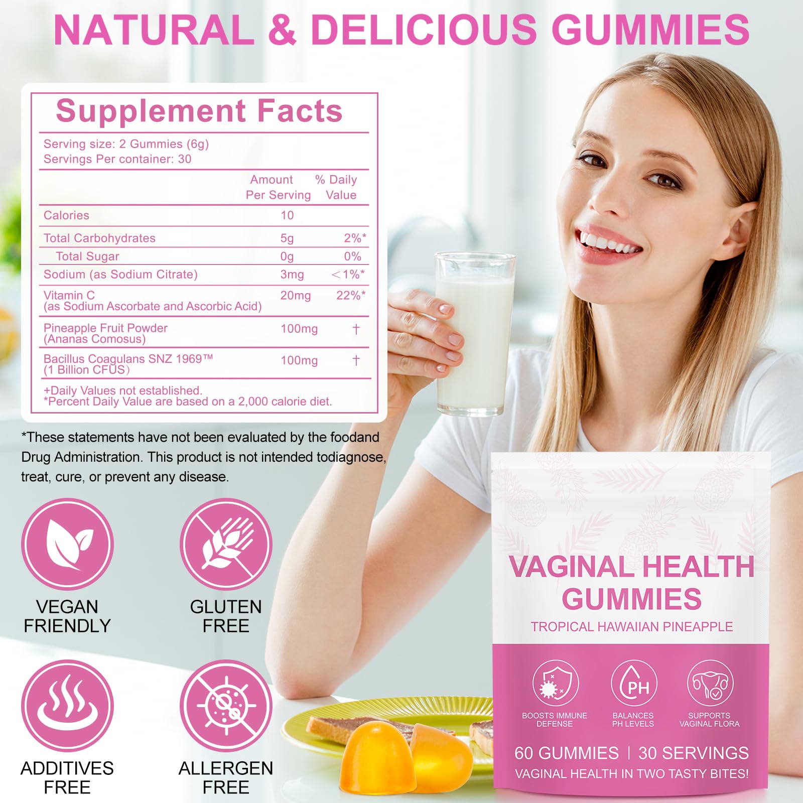 Vital Source Feminine Gummies - Feminine Balance Gummies for Women ph Natrual Famale Balance Cummie - Collagen Gummie - Pineapple PH Balance Gummie for Women Support Women’s Health - 60PCS Tooffi buy australia supplements