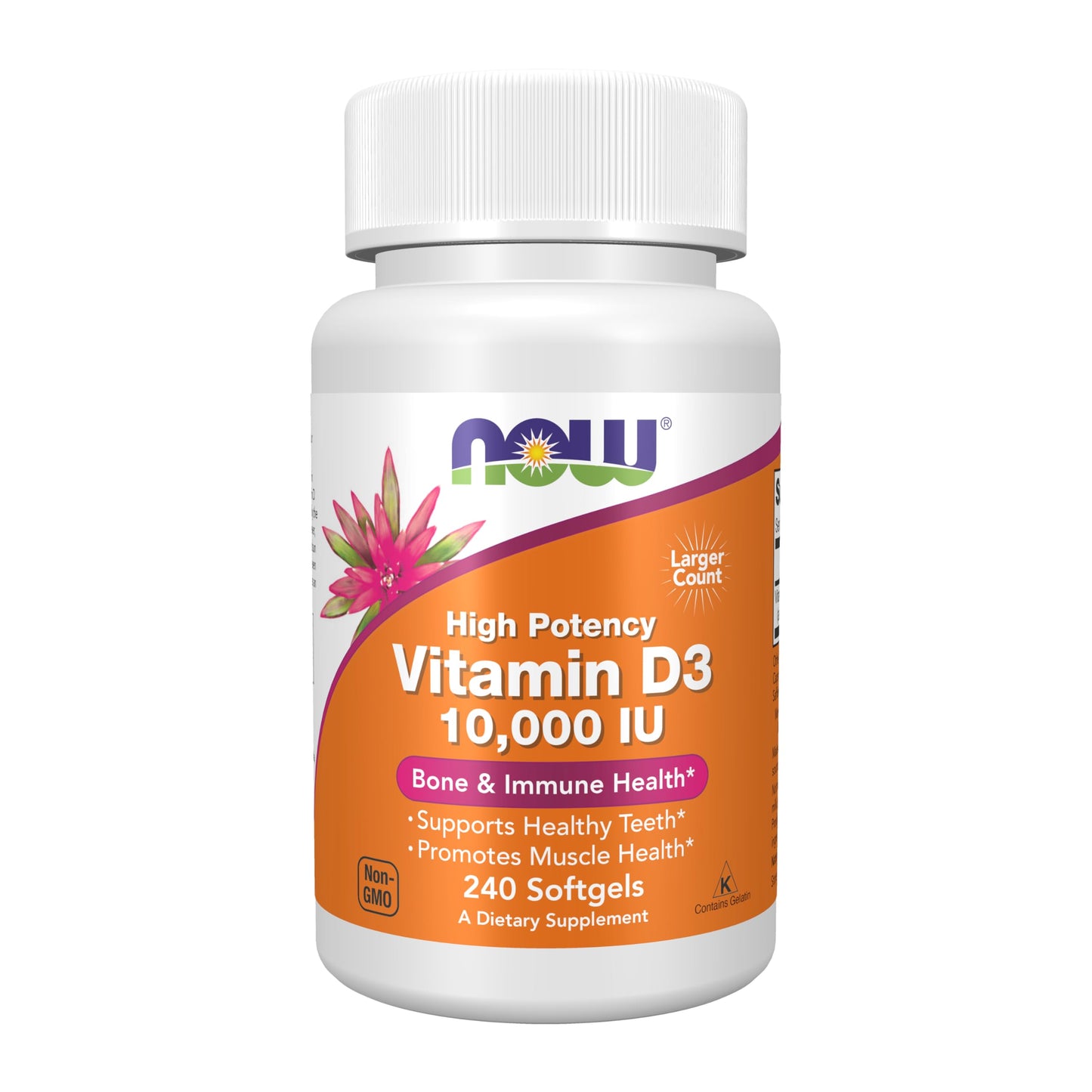 NOW Foods Supplements, Vitamin D-3 10,000 IU, Highest Potency, Structural Support*, 120 Softgels Gsupps Australia