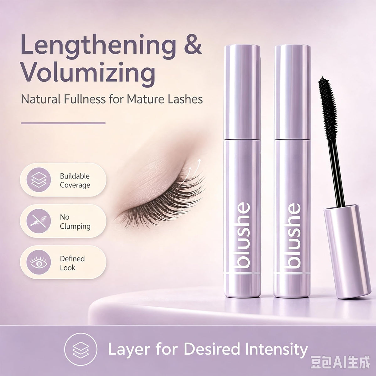 2pcs Blushe Lash Serum Mascara, New Upgrade Blush Korean Mascara, Lengthening & Volumizing Fiber Lash Makeup For Defined, Full Lashes, Smudge Resistant Generic