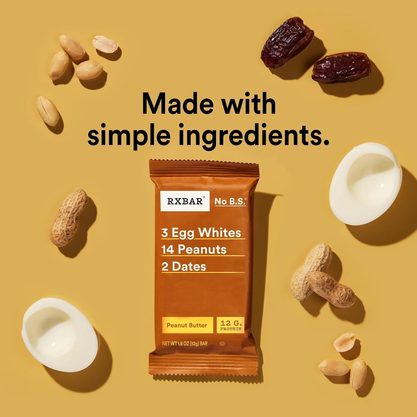 RXBAR Protein Bars, 12g Protein, Gluten Free Snacks, Peanut Butter, 22oz Box (12 Bars) Gsupps Australia
