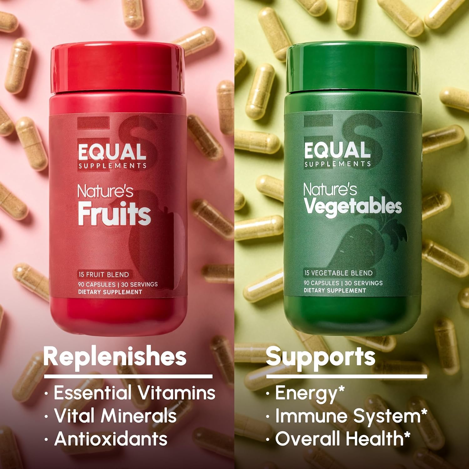 Equal Supplements Fruits and Vegetables Capsules | 2 Month Supply | GMP Certified-Manufactured in US | Fruit and Veggies Supplement for Balance | of Nature, Fruit and Vegetable Capsule for Adults Equal Supplements buy australia supplements