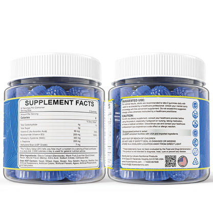 LILICARE Methylene Blue Gummies 7mg Per Serving for Humans | Upgraded Antioxidant & Brain Booster Supplement for Cognitive Function, Energy LILICARE