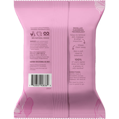 Burt’s Bees Micellar Rose Water Facial Towelettes, 30 ct., 3 Pack Burt's Bees
