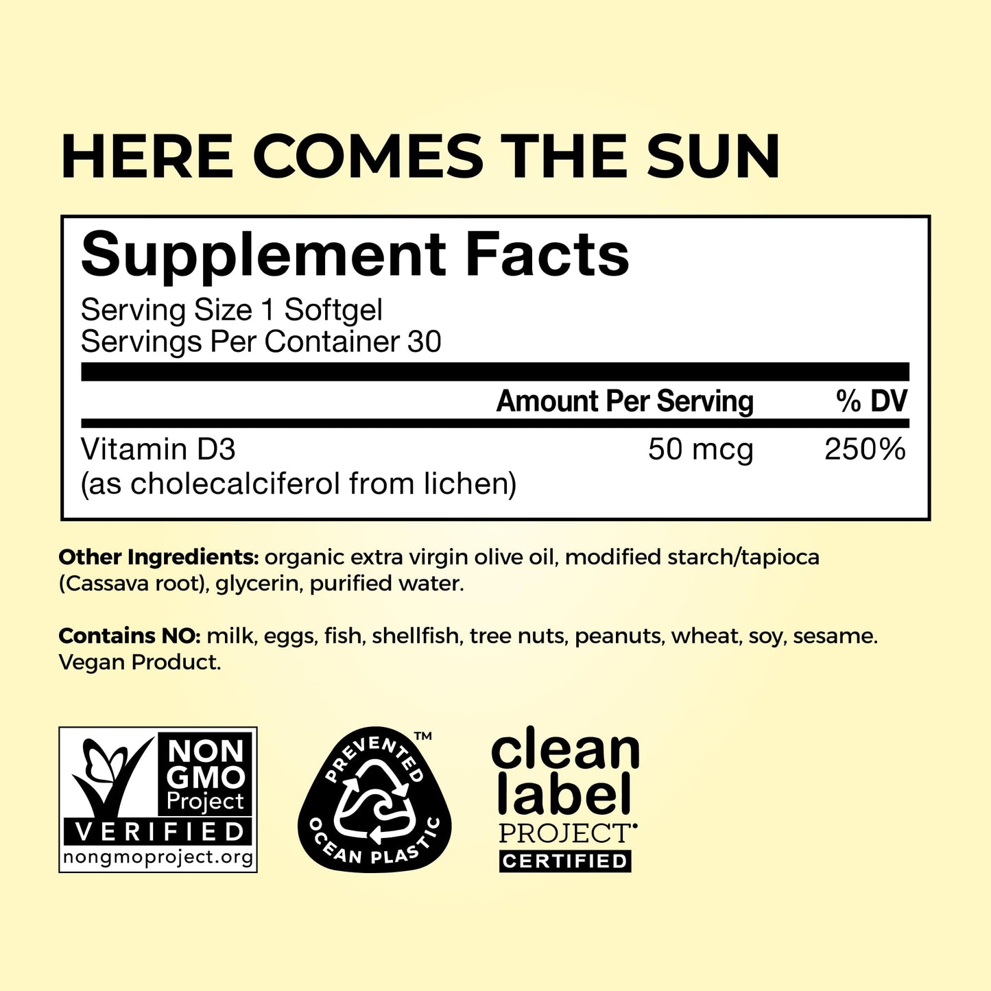 HUM Here Comes The Sun Immune Support Supplement with Vitamin D Supplements for Women and Men for a Healthy Immune System, D3 Vitamin Supports Bone Health, 30 Capsules