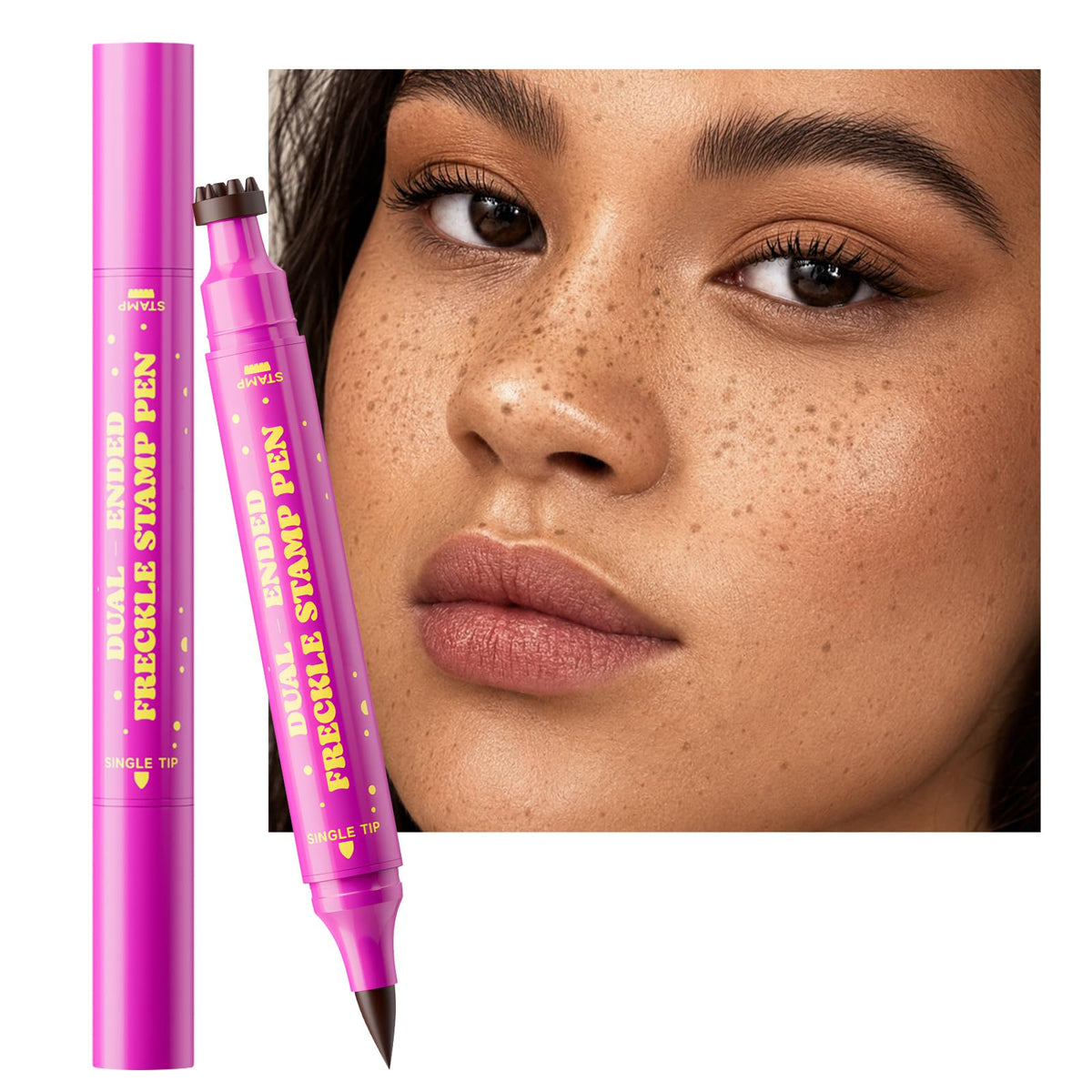 Dual-Ended Freckle Stamp Pen,Sponge Stamp & Precision Tip,Mousy Brown 02 Jolilab