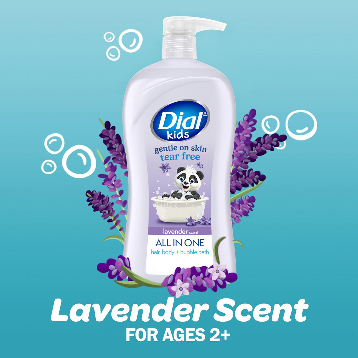 Dial Kids Lavender 3-in-1 Body + Hair + Bubble Bath, Body Wash, 32 Fl Oz Dial