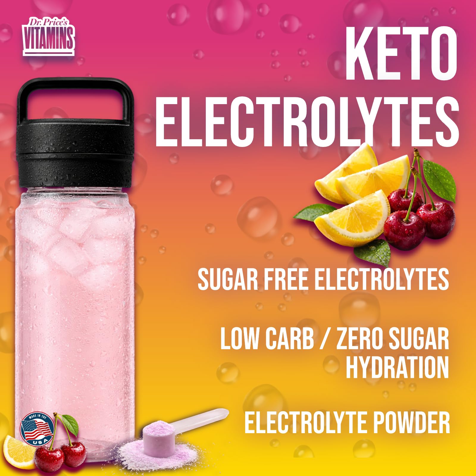 Dr. Price’s Electrolytes Powder Bulk – Cherry Lemonade, 90 Servings | Sugar Free Hydration Drink Mix with 72+ Trace Minerals, Manganese | Keto, Vegan, Doctor-Formulated, Made in USA Dr. Price's Vitamins buy australia supplements