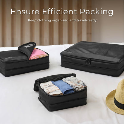 Briggs & Riley Compression Packing Cube Set for Women & Men - Bag Organizer for Checked Suitcase & Luggage, Pack Accessories for Vacation - 3-Piece, Black Gsupps Australia