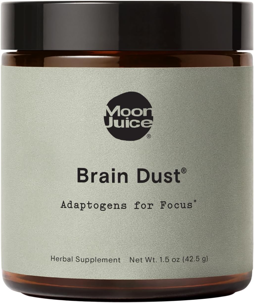 Moon Juice Brain Dust - Adaptogenic Mushroom Supplement for Memory & Focus - Lion’s Mane, Ginkgo Biloba & Ashwagandha - Caffeine-Free, Vegan Brain Supplement - 1.5 oz