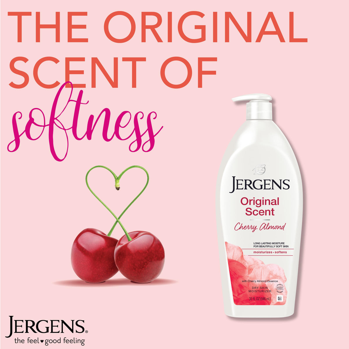 Jergens Cherry Almond Hand & Body Lotion, Dry Skin, 32 fl oz Jergens