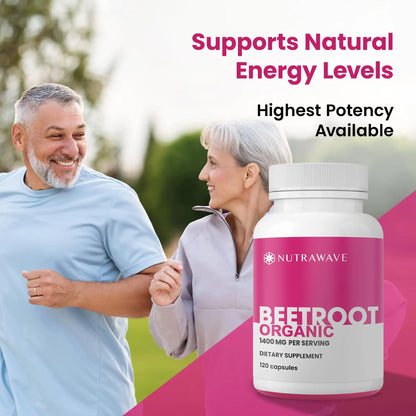 Nutra Wave 1400mg Organic Beet Root Capsules Per Serving – Nitric Oxide Booster for Men – Supports Blood Pressure, Energy, Circulation & Heart Health – Non-GMO, Vegan – 120 Capsules / 60 Day Supply Nutra Wave