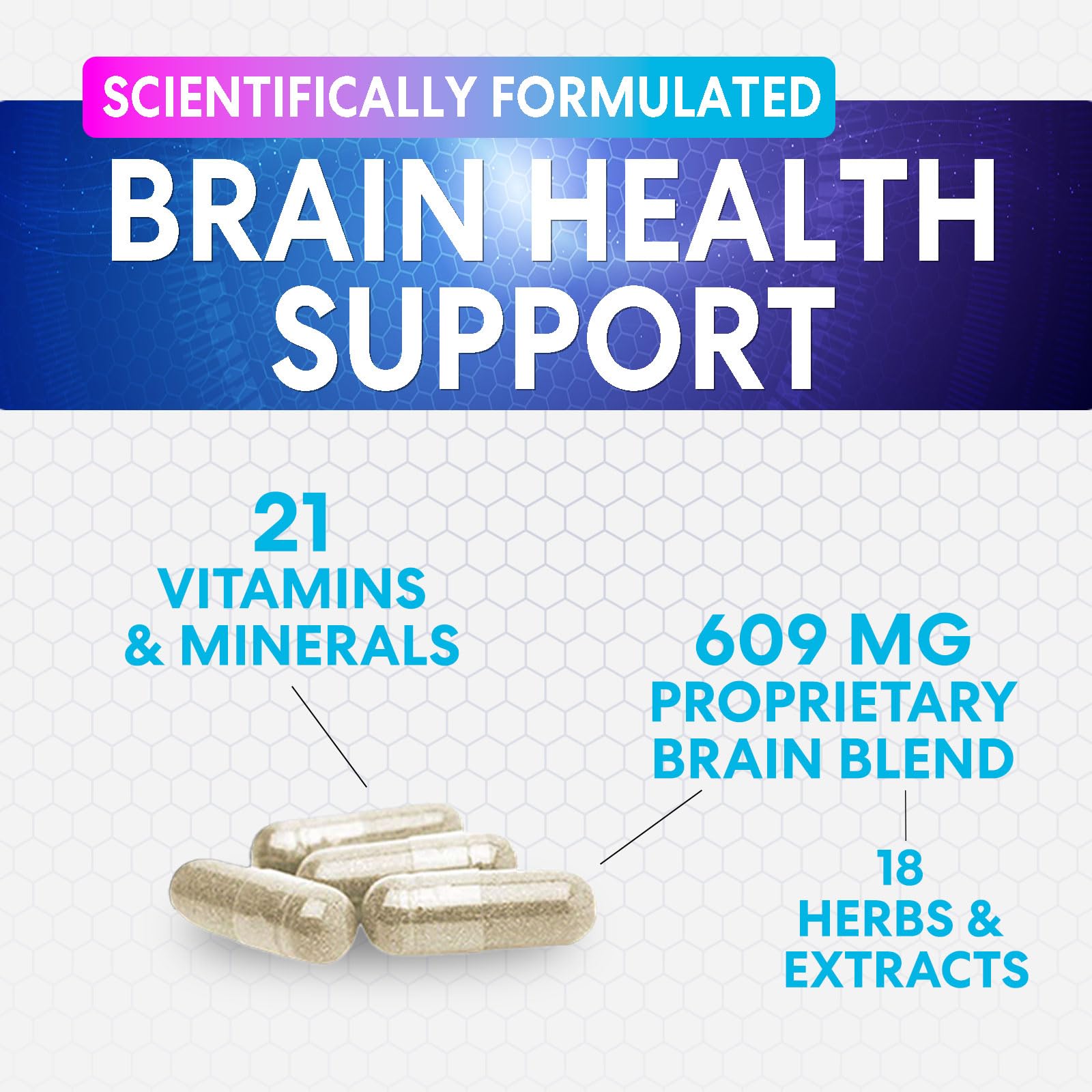 Brain Memory Supplement - 3X Strength Nootropics for Concentration, Clarity & Focus Support - Brain Health Cognitive Vitamins with Bacopa, Phosphatidylserine & DMAE, Brain Booster Pills, 120 Capsules Nature's Peak buy australia supplements
