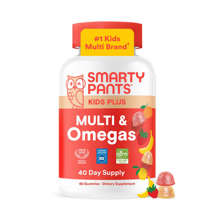 SmartyPants Kids Multivitamin Gummies with Omega 3 DHA/EPA, Vitamins D3, C, B12, B6, A, K, and Zinc, Gluten Free, Clean Label, Three Fruit Flavors, 60 Gummies (30 Day Supply) Gsupps Australia