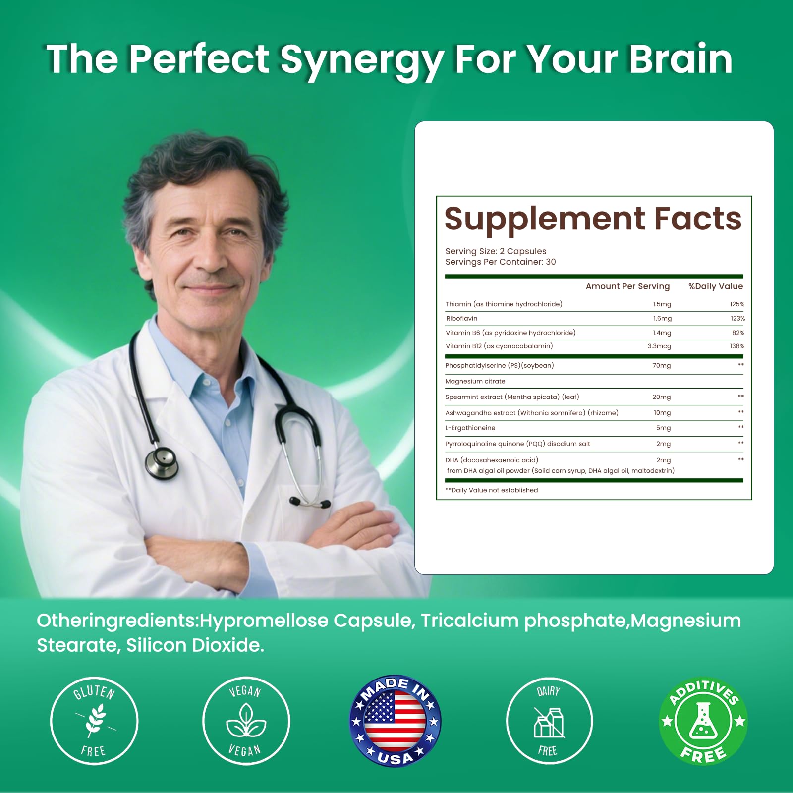 PhosphatidylSerine Memory & Focus Supplement with DHA, Spearmint, Magnesium & Ashwagandha – Brain Clarity, Stress Relief & Cognitive Support – Gluten-Free Vegan, 60 Capsules LIFEFRIEND buy australia supplements