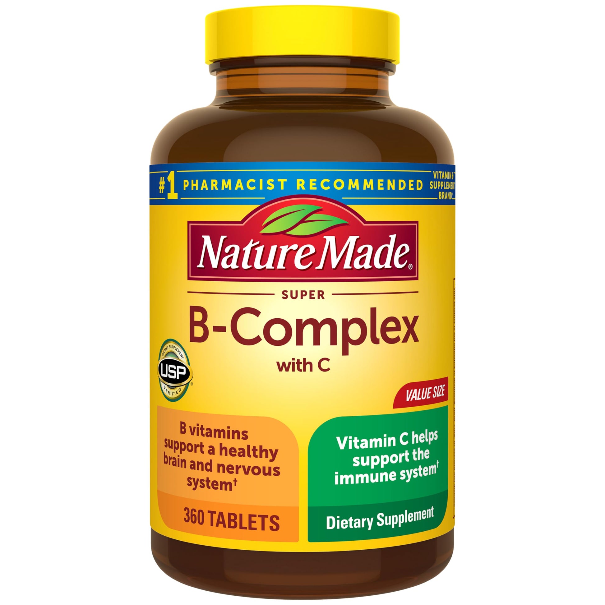 Nature Made Super B Complex with Vitamin C & Folic Acid, 140 Tablets | B Complex Vitamins for Women and Men, Dietary Supplement for Immune Support, Gluten Free, 140 Day Supply Gsupps Australia
