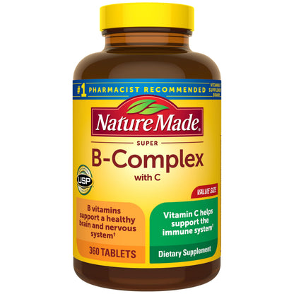 Nature Made Super B Complex with Vitamin C & Folic Acid, 140 Tablets | B Complex Vitamins for Women and Men, Dietary Supplement for Immune Support, Gluten Free, 140 Day Supply Gsupps Australia