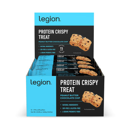 Legion Chocolate Chip Cookie Dough Protein Bar - 100% Whey Protein Bars Low Sugar High Protein with Prebiotic Fiber - Soy-Free, Gluten Free, Naturally Flavored, Low Fat, High Protein Bars (12 Count)