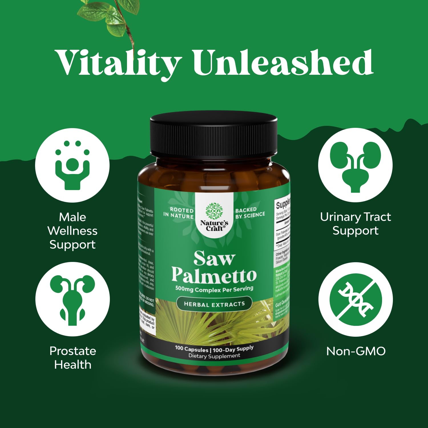 Extra Strength Saw Palmetto Extract - Advanced Herbal Complex for Hair Health and Urinary Support with Plant Sterols & Flavonoids - Potent Herbal Supplement with 500mg per Serving - 100 Count Gsupps Australia