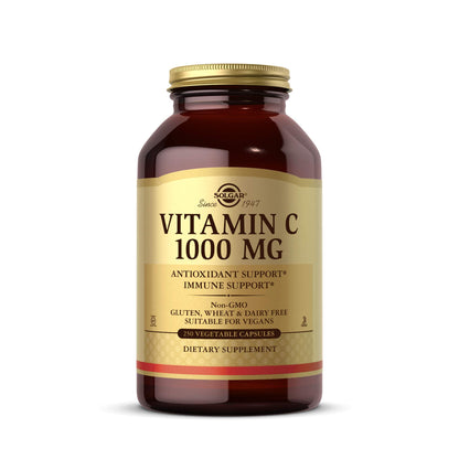 Solgar Vitamin C 1000 mg, 250 Vegetable Capsules - Antioxidant & Immune Support - Overall Health - Healthy Skin & Joints - Bioflavonoids Supplement Solgar