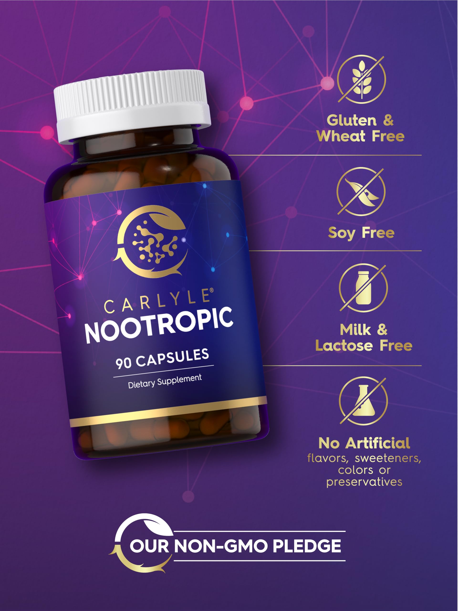 Carlyle Brain Nootropic Supplement | 90 Capsules | with Caffeine, B12, and Guarana Extract | Non-GMO & Gluten Free Carlyle buy australia supplements
